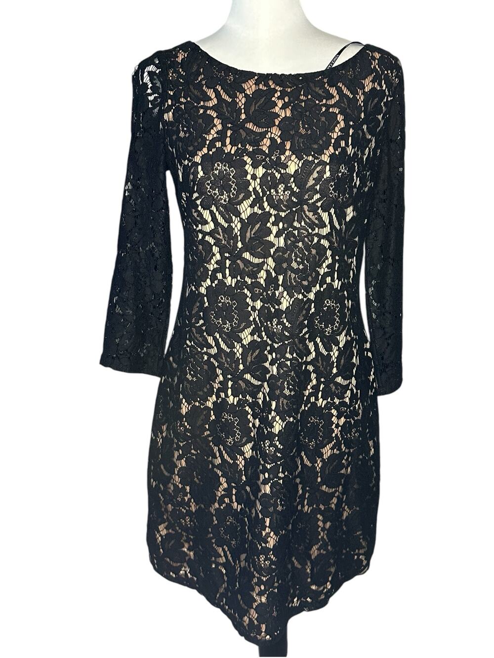 Vince Camuto Size 6 Black and Tan Dress